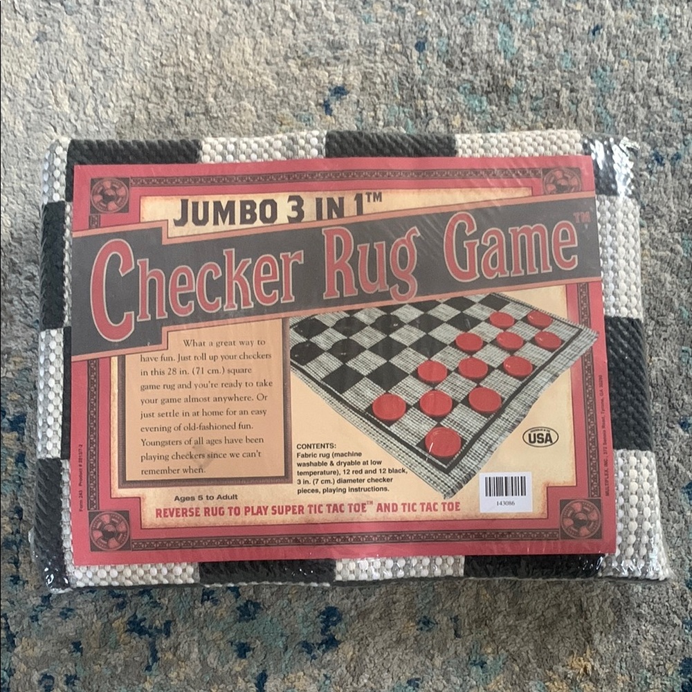 Jumbo 3-in-1 Checker Rug Game - Black and Red